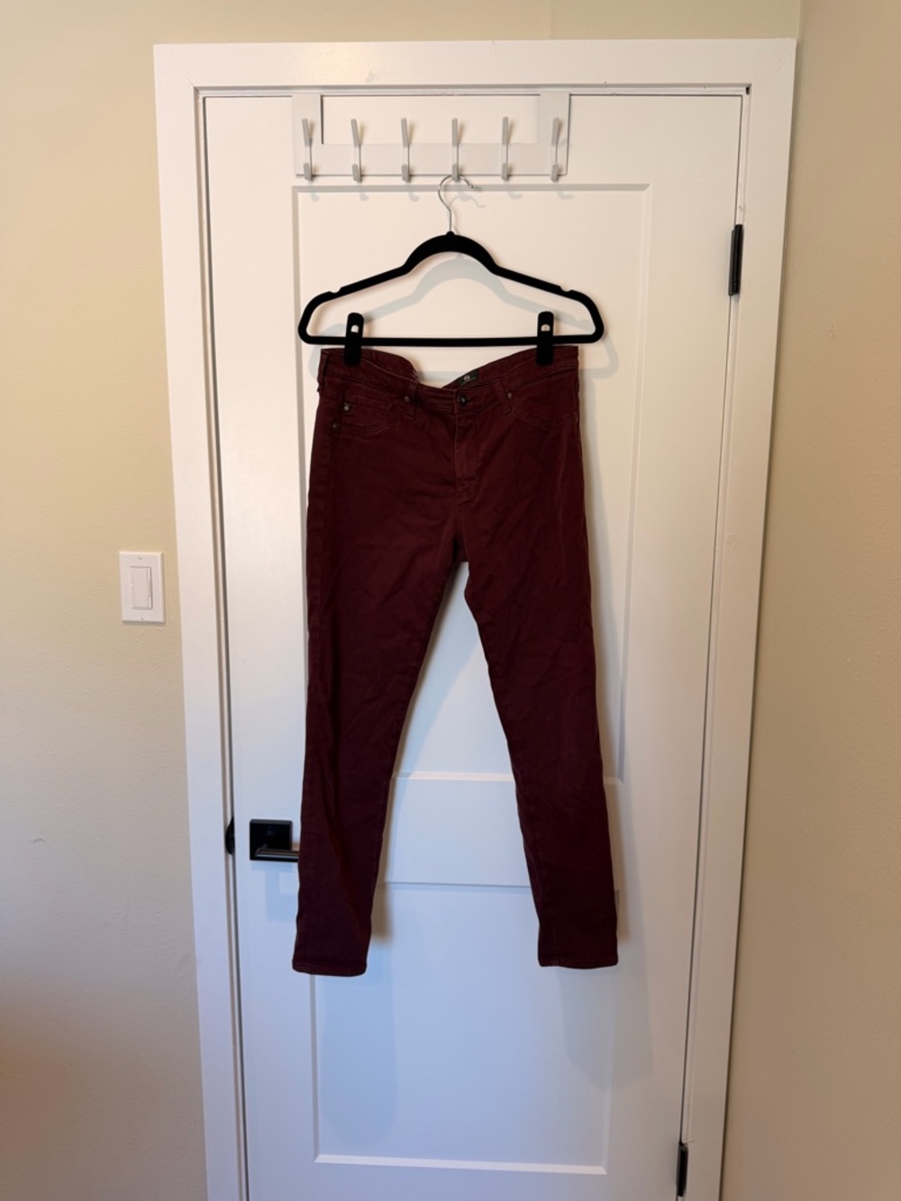 AG Skinny Pants in Deep Burgundy